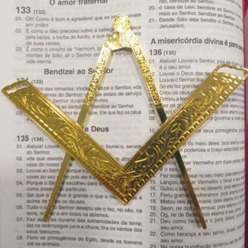 YL 2 Pcs/Set Compass and Square Masonic Etiquette Main Beautiful Lodge Tools in Gold/Silver Finely Gilt Metal Masonic Work Tools