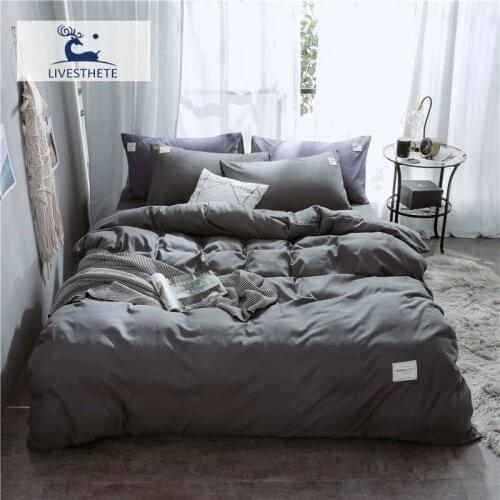 Liv-Esthete Luxury Dark Gray Bedding Set Soft Printed Duvet Cover Flat Sheet Double Queen King Bed Linen Bed Sheet As Gift