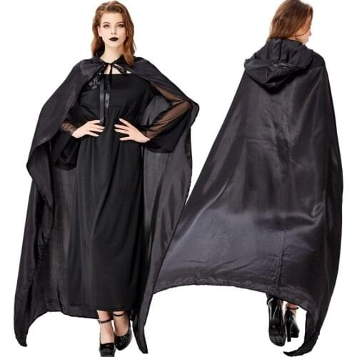 Halloween Vampire Cosplay Costume Women Black Ghost Bride Halloween Carnival Party Cosplay Costume Devil Dress cloak 2PCS Set