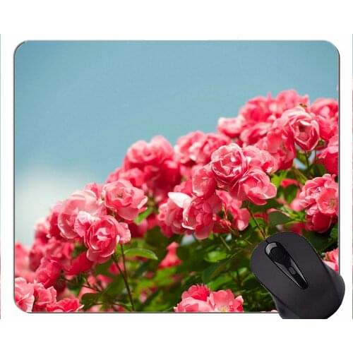 Natural Rubber Mouse Pad Printed with Rose,rose bush -Stitched Edges