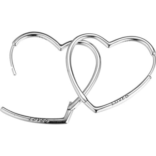 Small Asymmetric Hearts of Love Hoop Earrings 100% 925 Sterling-Silver-Jewelry Free Shipping