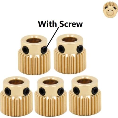 MEGA 15PCS MK8 MK7 Extrusion Head Gear 26 Teeth Bore 5mm Brass Extruder Feeder Pulley 3D Printers Parts Diameter 11mm
