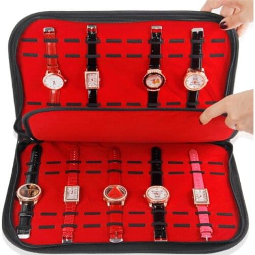 Multifunction Portable Watch Strap Organizer Leather Velvet Watches Storage Organizer Holder Watch band Strap Box Double Layer