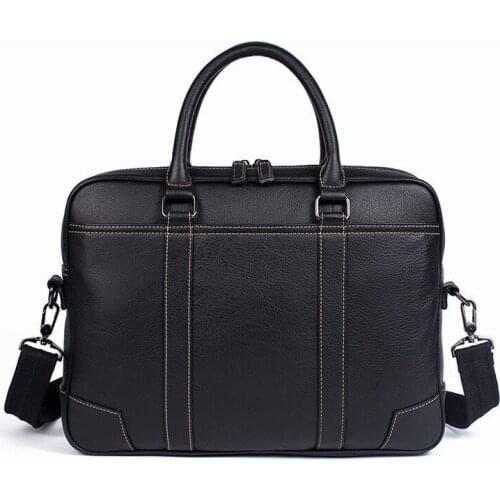 Mens Briefcase Bags For 14" Laptop Man Business Bag Cow Leather Handbags High Quality Leather Office Shoulder Bags Tote