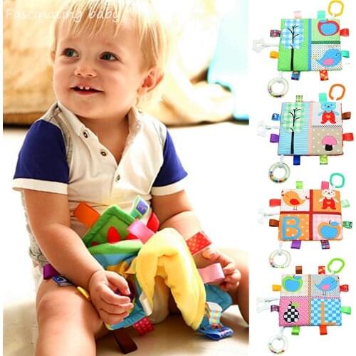 Infant Toys Soft Appease Towel Baby Early Learning Toy Sound Paper Puzzle Cloth Pacifier Rattle Stroller Bed Hanging Sensory Toy