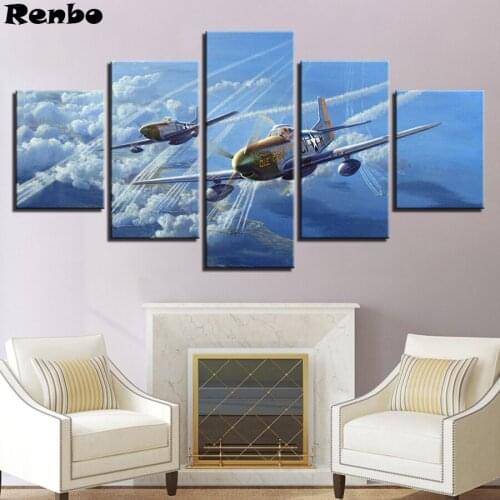 Full square round DIY diamond painting 5 Pieces Aircraft picture of Rhinestone 5D Cross Stitch diamond embroidery mosaic kit