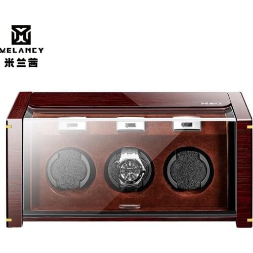 US Plug PU leather Watch Winder Display Box Adapter Case Storage Automatic Rotation Organizer