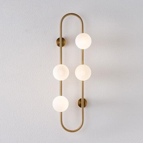 Plated brass G9 wall light G9*4 wall lamp white glass ball brass color good quality bedroom lighting