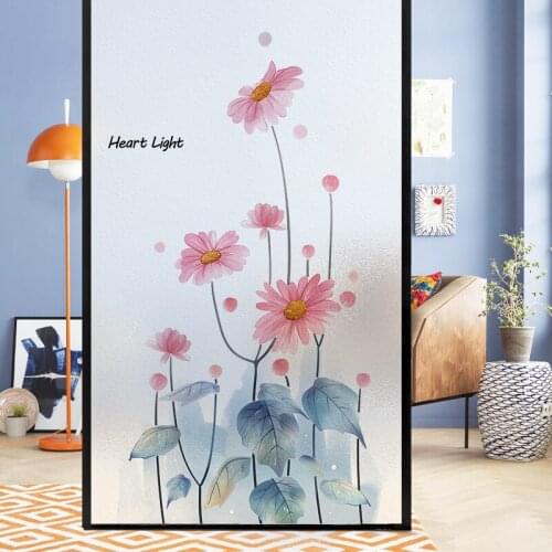 Small Fresh Flowers Privacy Glass Sticker Frosted Window Film for Kitchen Bathroom Toilet Door Opaque Sticker Nordic Decor Film