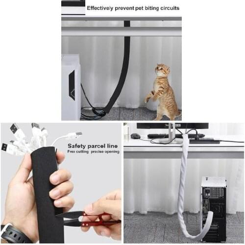 Neoprene Cable Cover Organizer Cord Storing Hiding Cable Sleeve for TV Computer Cable Hider Protector Wire Management Sleeve