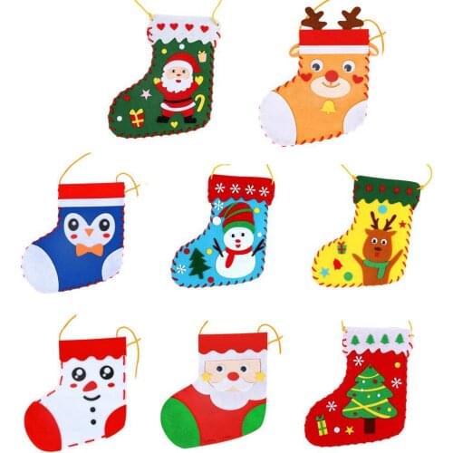 1 Set Handicrafts Christmas Socks Vibrant Color Kids Friendly DIY Kindergarten Children Xmas Sock Toddler Early Education