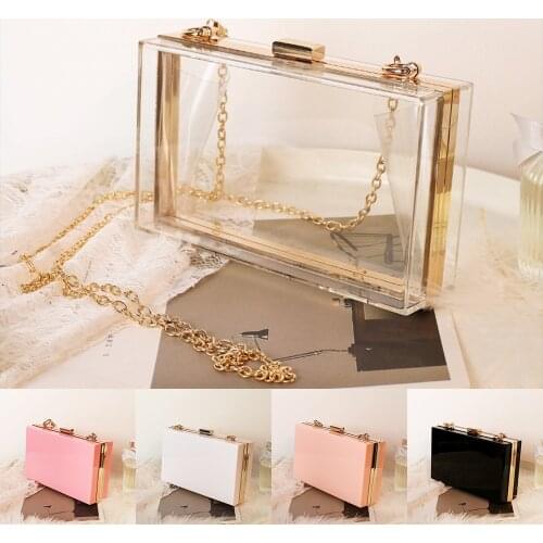 New Acrylic Transparent Women Clutch Bag Chain Women Messenger Bag Evening Bag Handbag Chain Shoulder Bag