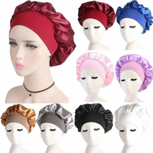 2022 Newly Womens Satin Solid Sleeping Hat Night Sleep Cap Hair Care Bonnet Nightcap for Women Men Unisex Cap Bonnet De Nuit
