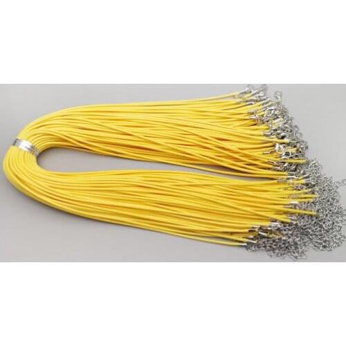 Wholesale fashion 2mm Wax Leather Cord Necklace 45cm yellow color Lobster Clasp Rope Chain Jewelry Accessories 100pcs/lot