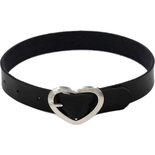 New High Quality Punk Collar Choker Necklace on Neck Heart PU Leather Chocker Necklace Birthday Party Gift Accessories