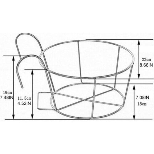 Balcony Hanging Plant Racks Balcony Round Flower Pot Rack Railing Fence Outdoor Window Iron Bonsai Stand 875F