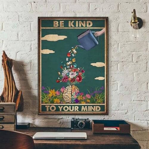 Books poster- Be Kind To Your Mind Poster, Love Book , Love Reading Poster, Vintage Posters, Wall Decoration, Signs for Home