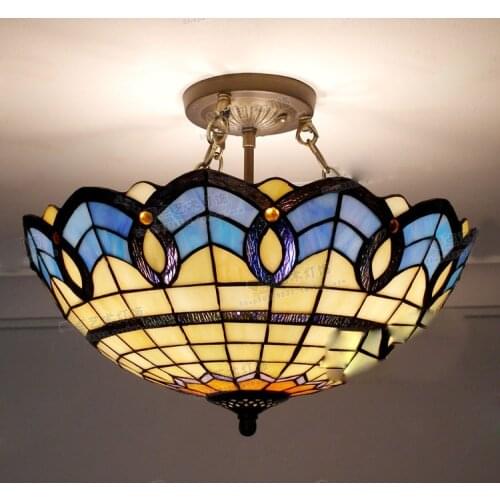 Mediterranean Tiffany Ceiling Lamp stained Glass kitchen living room bedroom Ceiling Lights