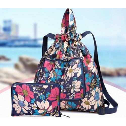 Simplicity Drawstring Backpack Collapsible Sports Fitness Bag Travel Cosmetic Wallet Umbrella Mobile Organize Storage Knapsack