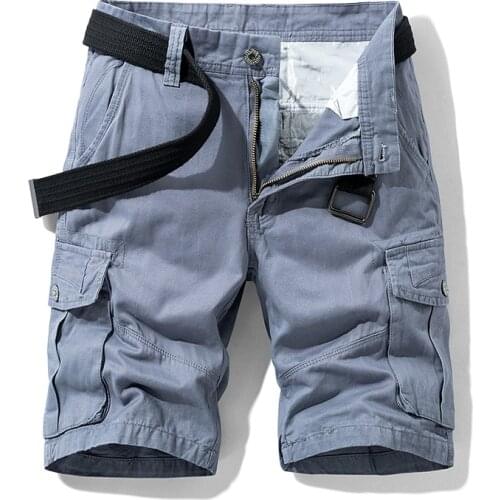 Luulla 2020 Summer New Men Casual Classic Cotton Pockets Cargo Shorts Men Fashion Regular Fit Knee Length Cargo Shorts Legwear