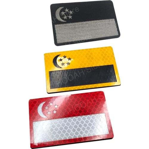 Singapore flag ir PATCH Stripes Appliques Clothes Stickers Army Reflective UNIFORM Patch Glow In Dark BADGES