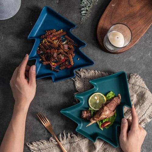 Christmas Tree Plate Nordic Style Special-shaped Small Matte Glaze Plate Breakfast Western Food Plate Creative Ceramic Plate