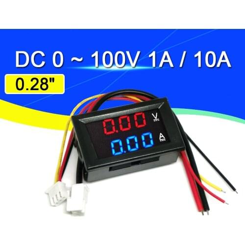 Mini Digital Voltmeter Ammeter Javino DC 100V 1A/10A Panel Amp Volt Voltage Current Meter Tester 0.28" Red Dual LED Display