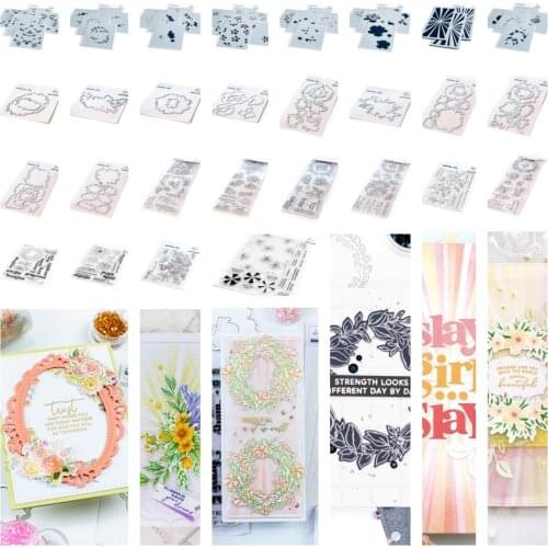 Wreath Flower Type Artistic Conception Metal Cutting Dies and Silicone Stamps Stencil for Scrapbooking Album Decoration Craft