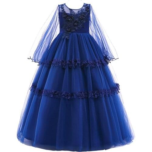 Girls Evening Princess Dresses 2019 Summer Kids Girl Tulle Long Dress Teenager Elegant Wedding Dress Children Clothing 4-15Yrs