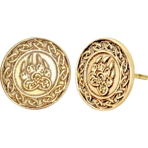 Vintage Cat Paw Bear Ear Earrings Climber Dog Paw Print Stud Earrings Ear Pin Piercing Slavic Runes Jewelry