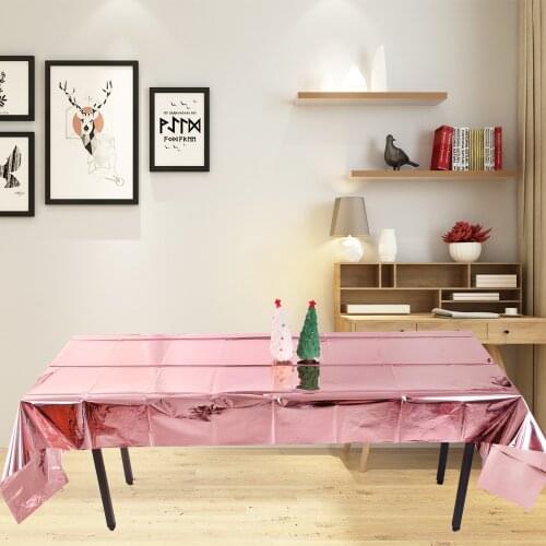 Waterproof Glitter Foil Party Rose Gold Table Cloth Table Cover Rectangular Birthday Tablecloth Wedding Birthday Table Cloth