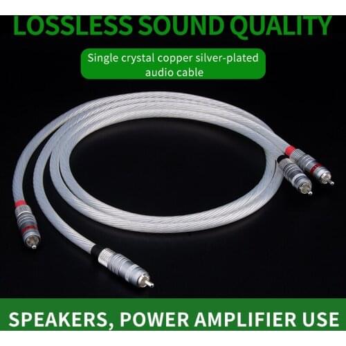 Alta qualidade 1 par 5n prata chapeado occ rca cabo cabo analógico rca cabo de áudio banhado a prata