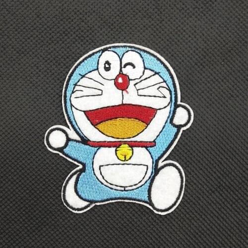 Happy Doraemon (Size:7x6.5cm) Japan Cartoon Anime Patch Boys Girls DIY Embroidery Iron on Patch for Clothing