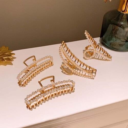 1Pcs Crab Claws Clam Korean Style Fashion Hair Accessories Pearl Hairpin Metal for Girl Women Bath Hair Clips