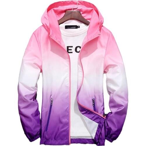 Women outdoor gradient clothes spring autumn women jacket couple models men women UV protection windproof jacket plus size S-5XL