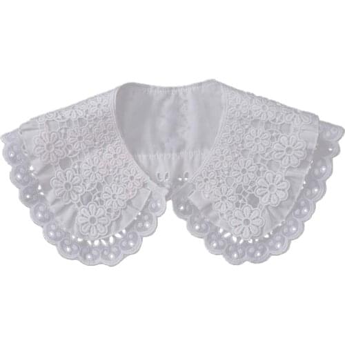 Women Girls Lace Collar Romantic Flower Embroidered Multi Layered Kawaii False Collar Shirt Ornament Collar Necklace