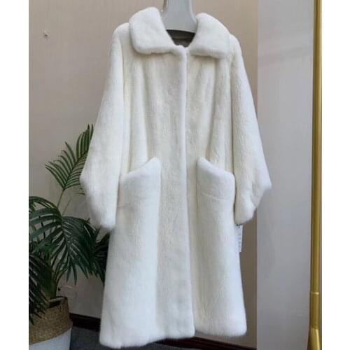 Real Mink Fur Women Medium long Coat Female detachable sleeves stand coollar Mandarin Collar good quality Real Mink Fur Jacket