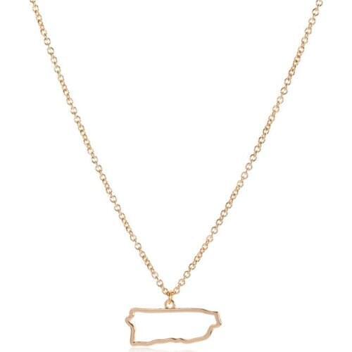 1 Outline North American Puerto Rico island map necklace hollow State geography Country city Hometown souvenir Necklace Jewelry