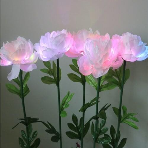 New garden Park Led Peony luminous decoration Simulated Artificial flowerpot insert ground to wear flowers 10pcs