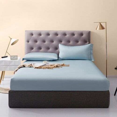 100% Pure Cotton Silky Soft bed mattress with four corners and elastic sheets Solid color Bedding Linens
