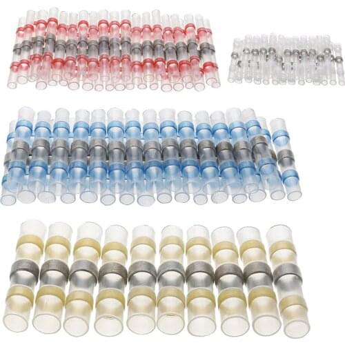100Pcs Waterproof Seal Solder Sleeve Terminals Heat Shrink Butt Connectors Electrical Wire Splice Connectors For 10-26AWG