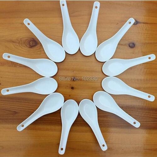 1000pcs Plain White Chinese Rice Scoop Ceramic Dinner Soup Spoon Home Restaurant Tableware 11.5*3.8cm