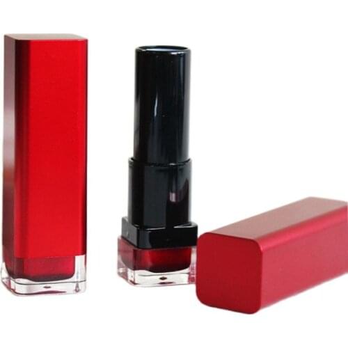 12.1mm Empty Square Lipstick Tube Plastic Red Elegant Lip Rouge Filler High Grade Lip Balm Container Refillable Package 50pcs