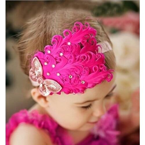 2019 feather baby headband girls' hairbands Christmas hair Headbands gift headwear