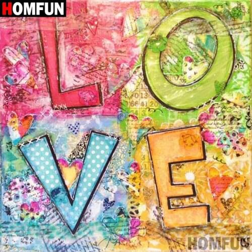 HOMFUN 5D DIY Diamond Painting Full Square/Round Drill "Flower letter" 3D Embroidery Cross Stitch gift Home Decor A00899