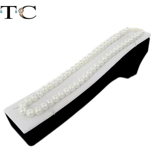 Free Shipping Black Velvet Necklace Display Stand Pendant Holder White PU Jewelry Display Stand Rack