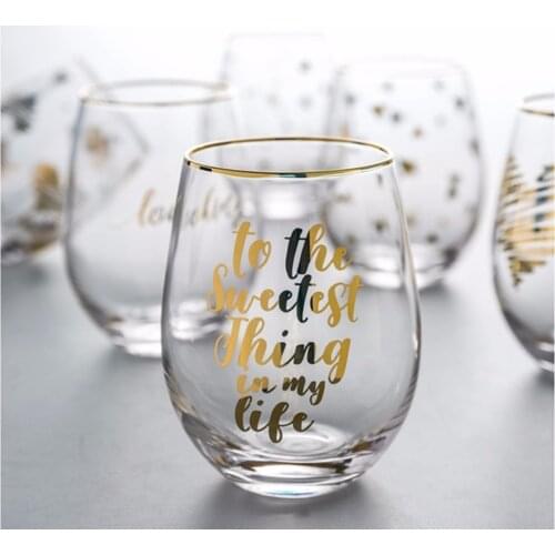 Golden Pattern Big Belly Swig Crystal Wine Glass Ice Cream Mousse Tray Cold Drink Cocktail Cup Whiskey Beer Mug Vasos De Cristal