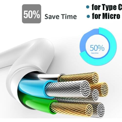 Fast Safe Current Charger Phone Type C Micro USB Charging Cable for Android Samsung Galaxy Huawei Cord Data Sync Line 1m 2m 3m
