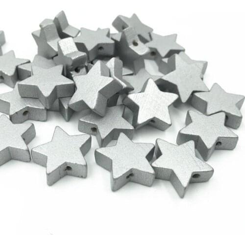 DIY 100pcs Wooden star shape Loose Beads Gold/Silver beads Necklace Make Accessories