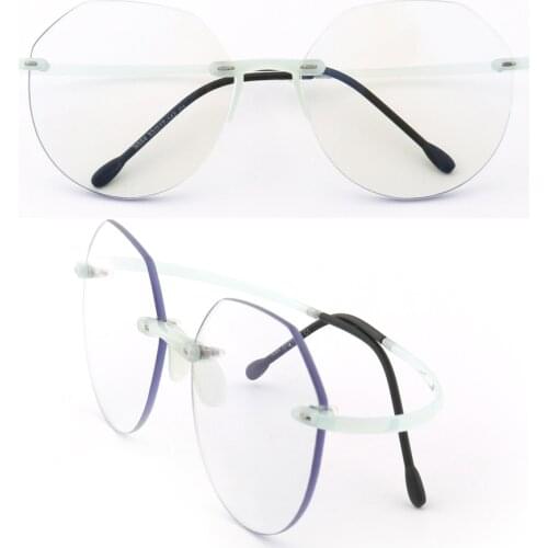 Women Round Rimless Glasses Frame Men Anti Blue Light Computer Eyeglass Frames Vintage Fashionable Lightweight Red Blue Eyewear